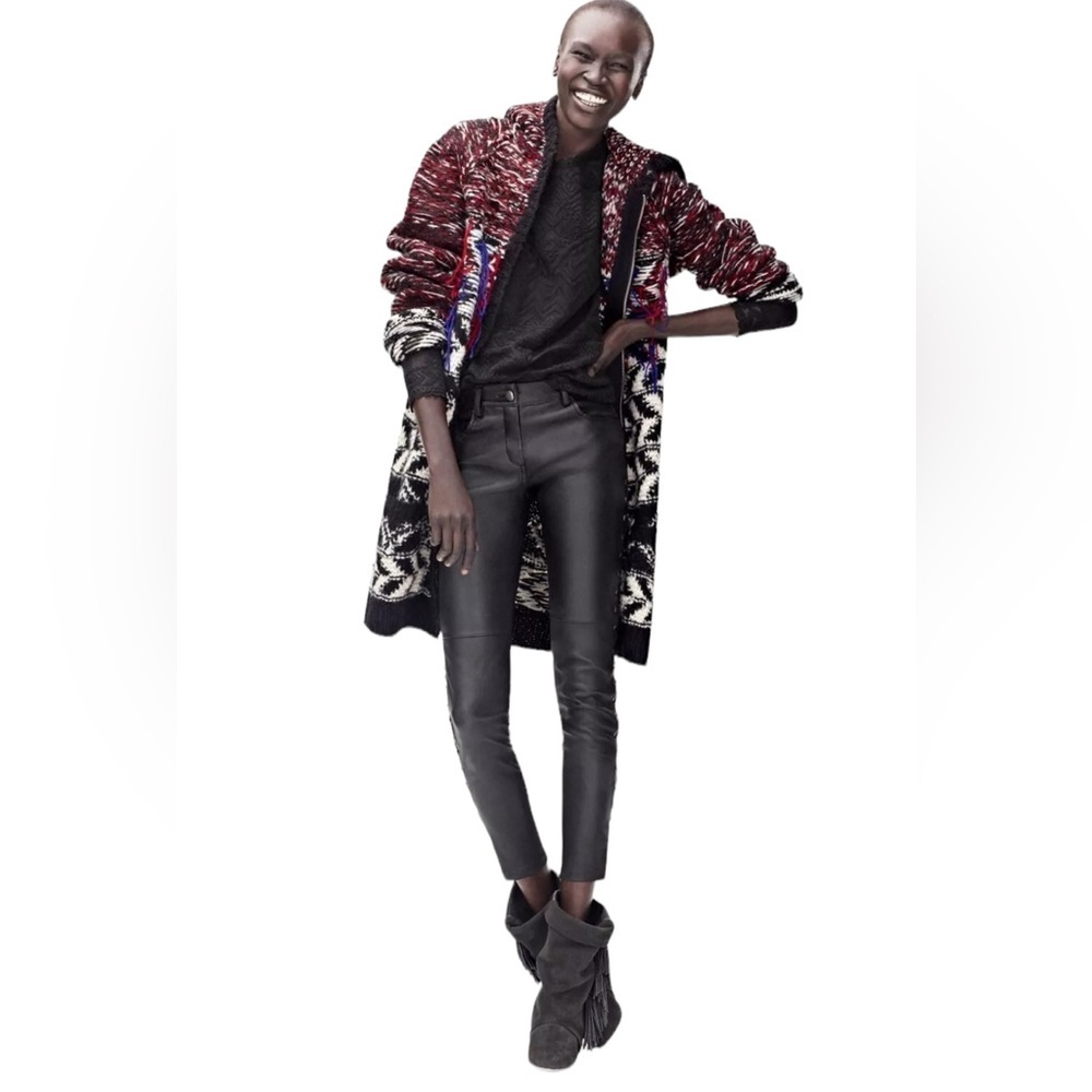 Isabel Marant x H&M Braided Sides Leather Trousers Black Size 4